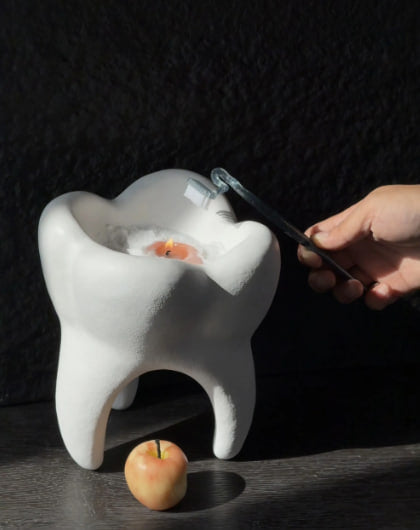 Giant Wisdom Tooth Sculpture Sand Painting Wax Aromatherapy Candle Holder (Sandstone Edition)